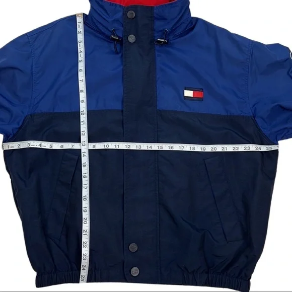 Vintage 1990s Tommy Hilfiger Jacket Windbreaker with spell out HILFIGER sleeve - Picture 10 of 14